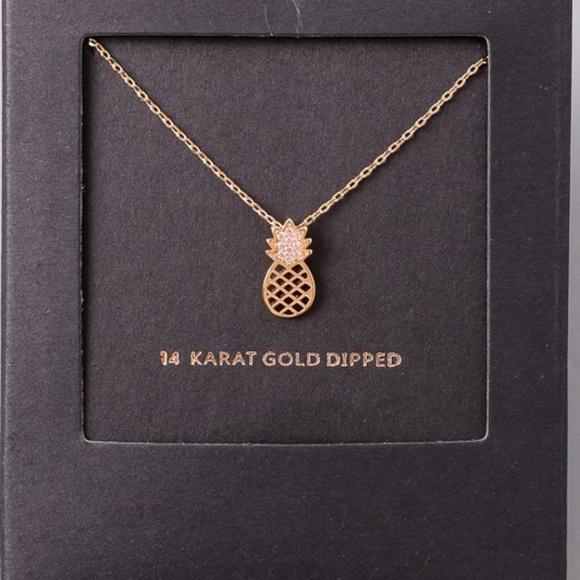 Paris&Pearle Jewelry - Pineapple 14kt Gold Dipped Pendant Necklace
